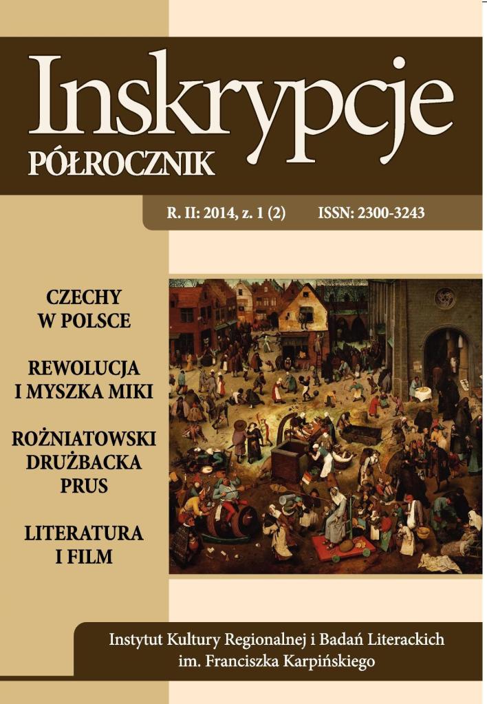 Okładka czasopisma naukowego „Inskrypcje. Półrocznik” nr 1/2014